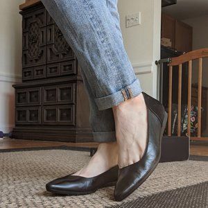 Rayna black leather/suede pointed flats